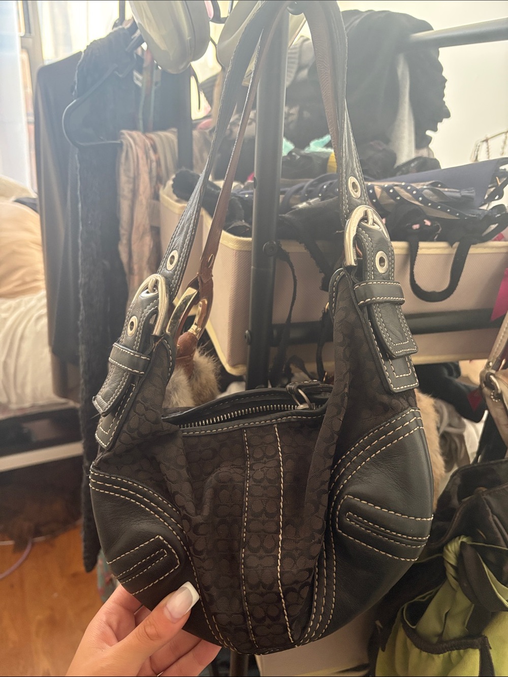 Vintage coach bag with buckles